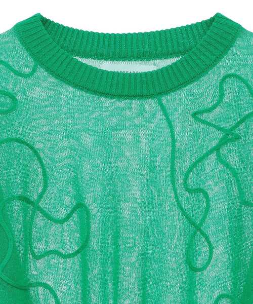 Green Parks(グリーンパークス)の「・ANDSEARCH コード刺繍シアーニット(ニット/セーター・レディース・ブラック/オフホワイト/グリーン・FREE)」の17枚目の写真