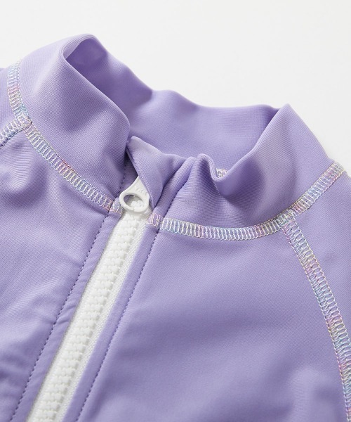 devirock（デビロック）の「UVカット 無地＆柄 長袖ジップラッシュガード（ラッシュガード・キッズ・ピンク/パープル系1/スミクロ/イエロー系1/ブルーグレー/サックスブルー/オフホワイト/バイオレット・160cm/150cm/140cm/130cm/120cm/110cm/100cm）」の10枚目の写真