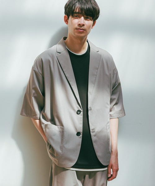 LAKOLE（ラコレ）の「TRルーズジャケット半袖 / 288150（テーラードジャケット・メンズ・ブラック/グレー/ネイビー/サンドグレー・MEDIUM/LARGE）」の2枚目の写真