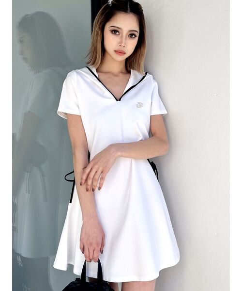 GYDA（ジェイダ）の「GD SIDE OPENパーカーワンピース（ワンピース・レディース・ブラック/オフホワイト・FREE）」の5枚目の写真