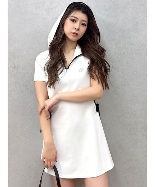 GYDA（ジェイダ）の「GD SIDE OPENパーカーワンピース（ワンピース・レディース・ブラック/オフホワイト・FREE）」の9枚目の写真