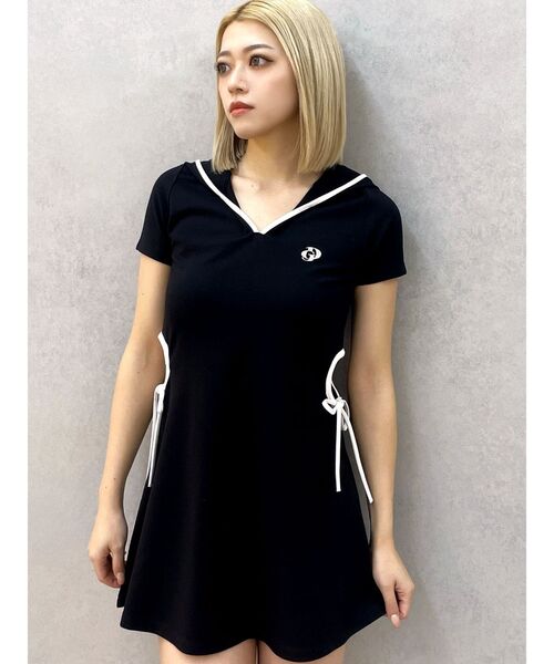 GYDA（ジェイダ）の「GD SIDE OPENパーカーワンピース（ワンピース・レディース・ブラック/オフホワイト・FREE）」の11枚目の写真