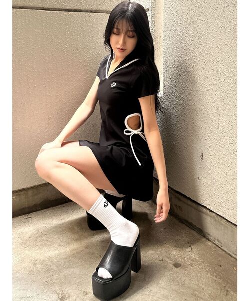 GYDA（ジェイダ）の「GD SIDE OPENパーカーワンピース（ワンピース・レディース・ブラック/オフホワイト・FREE）」の16枚目の写真