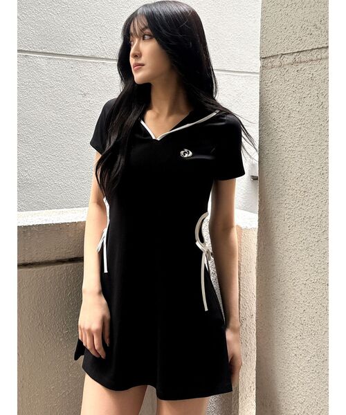 GYDA（ジェイダ）の「GD SIDE OPENパーカーワンピース（ワンピース・レディース・ブラック/オフホワイト・FREE）」の17枚目の写真