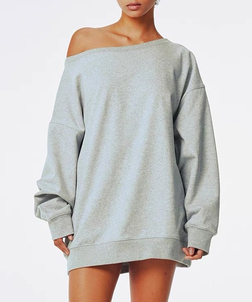 SUWDEE(スーディー)の「one shoulder oversize sweat pullover(スウェット・レディース・ブラック/グレー/ホワイト・FREE)」の11枚目の写真