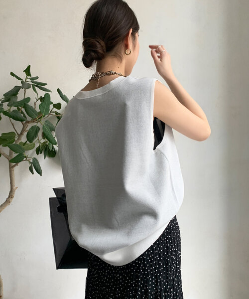 ニット セーター LEMARAISジャガードニットタンク レディース DouDou ニット セーター LEMARAISジャガードニットタンク