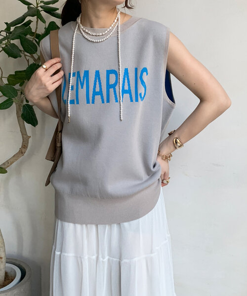 DouDou（ドゥドゥ）の「LEMARAISジャガードニットタンク（ニット/セーター・レディース・オフホワイト/ブラック/グレイッシュベージュ・FREE）」の16枚目の写真