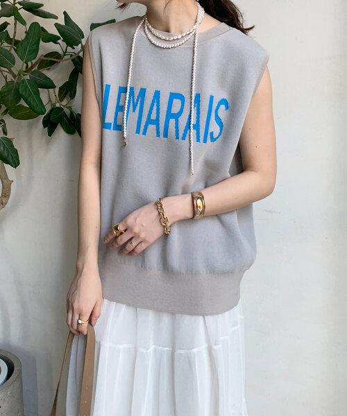 ⭐︎charoさま専用【2025SS】ウィメンズ ルーズ ニット タンクトップ セール】LEMARAISジャガードニットタンク（ニット/セーター）｜DouDou