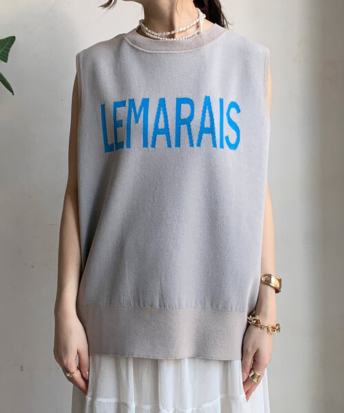 DouDou（ドゥドゥ）の「LEMARAISジャガードニットタンク（ニット/セーター・レディース・オフホワイト/ブラック/グレイッシュベージュ・FREE）」の12枚目の写真
