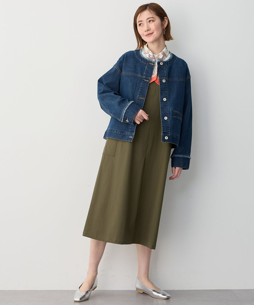 Petit Honfleur（プチオンフルール）の「【2025春夏】ワンタッチプリントスカーフ（ストール/ショール・レディース・オレンジ/グリーン・フリー）」の3枚目の写真