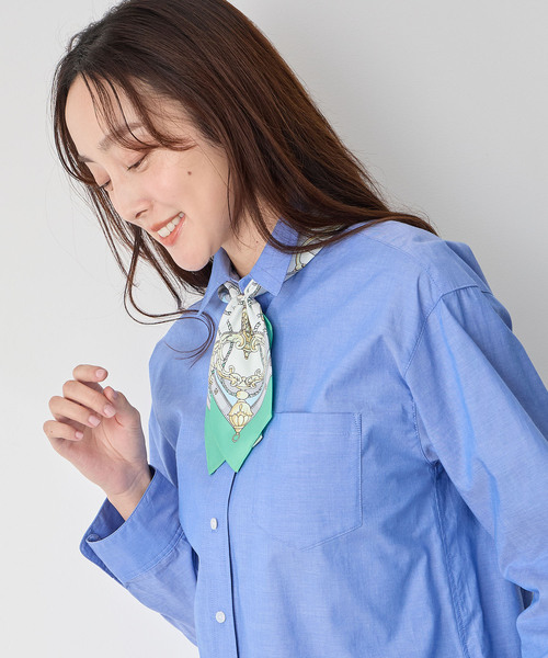 Petit Honfleur（プチオンフルール）の「【2025春夏】ワンタッチプリントスカーフ（ストール/ショール・レディース・オレンジ/グリーン・フリー）」の4枚目の写真