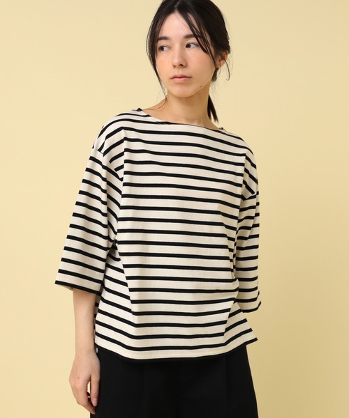 RNA-N(アールエヌエーエヌ)の「M2431 コットンボーダーバスクT(Tシャツ/カットソー・レディース・ベージュ系その他/ブラック×ホワイト/ブラック系その他/ホワイト×イエロー・FREE)」の17枚目の写真