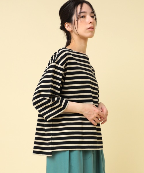 RNA-N(アールエヌエーエヌ)の「M2431 コットンボーダーバスクT(Tシャツ/カットソー・レディース・ベージュ系その他/ブラック×ホワイト/ブラック系その他/ホワイト×イエロー・FREE)」の12枚目の写真