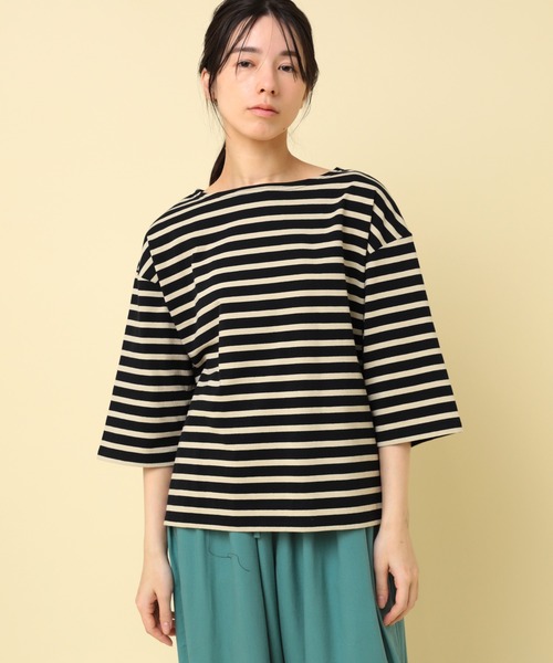 RNA-N(アールエヌエーエヌ)の「M2431 コットンボーダーバスクT(Tシャツ/カットソー・レディース・ベージュ系その他/ブラック×ホワイト/ブラック系その他/ホワイト×イエロー・FREE)」の13枚目の写真