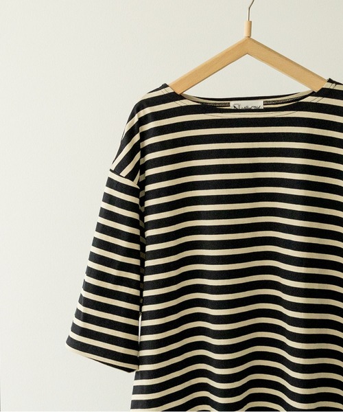 RNA-N(アールエヌエーエヌ)の「M2431 コットンボーダーバスクT(Tシャツ/カットソー・レディース・ベージュ系その他/ブラック×ホワイト/ブラック系その他/ホワイト×イエロー・FREE)」の6枚目の写真