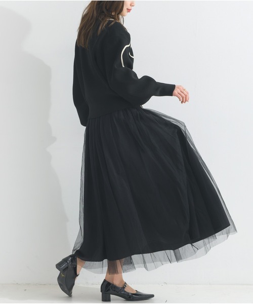 OandI（オーアンドアイ）の「ウェ－ブラインスポンディッシュニットカーディガン（カーディガン/ボレロ・レディース・ブラック・FREE）」の6枚目の写真