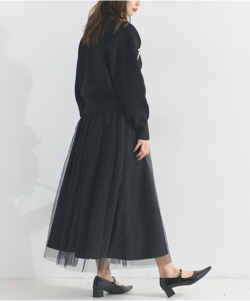 OandI（オーアンドアイ）の「ウェ－ブラインスポンディッシュニットカーディガン（カーディガン/ボレロ・レディース・ブラック・FREE）」の7枚目の写真