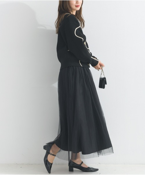 OandI（オーアンドアイ）の「ウェ－ブラインスポンディッシュニットカーディガン（カーディガン/ボレロ・レディース・ブラック・FREE）」の9枚目の写真