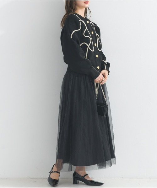 OandI（オーアンドアイ）の「ウェ－ブラインスポンディッシュニットカーディガン（カーディガン/ボレロ・レディース・ブラック・FREE）」の8枚目の写真