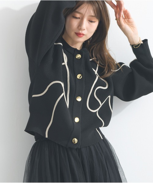 OandI（オーアンドアイ）の「ウェ－ブラインスポンディッシュニットカーディガン（カーディガン/ボレロ・レディース・ブラック・FREE）」の18枚目の写真