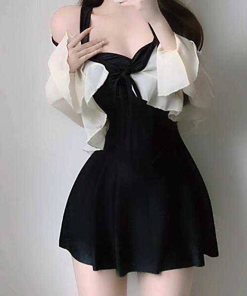 セール】【セット商品】シースルーフリルカーディガン/Aライン