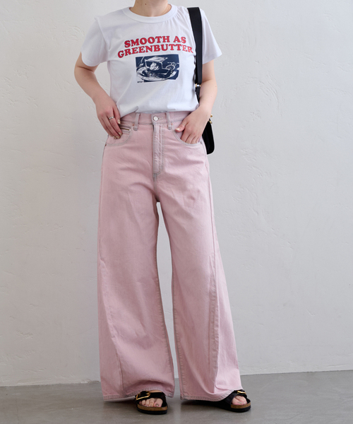 U by SPICK&SPAN(ユーバイスピックアンドスパン)の「フローストルーズバレルレッグデニム(デニムパンツ・レディース・ピンク/ブルー・38/36)」の1枚目の写真
