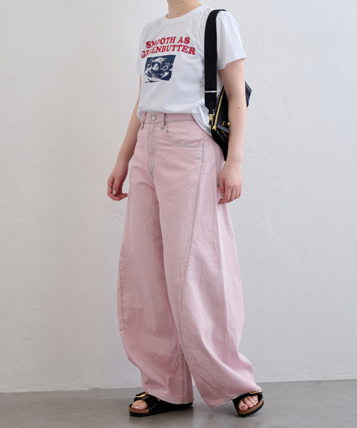 U by SPICK&SPAN(ユーバイスピックアンドスパン)の「フローストルーズバレルレッグデニム(デニムパンツ・レディース・ピンク/ブルー・38/36)」の19枚目の写真