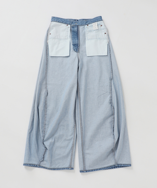 U by SPICK&SPAN(ユーバイスピックアンドスパン)の「フローストルーズバレルレッグデニム(デニムパンツ・レディース・ピンク/ブルー・38/36)」の3枚目の写真