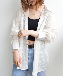 花柄シアーボリュームブラウスシャツ 冷房対策