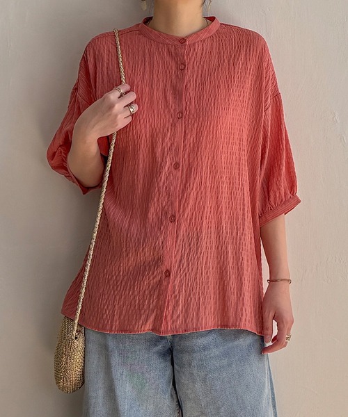 LBC（エルビーシー）の「シャーリングバンドカラーブラウス（シャツ/ブラウス・レディース・ホワイト/ミント/その他23/ブラック・M）」の4枚目の写真