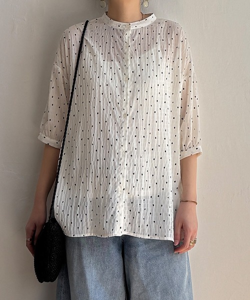 LBC（エルビーシー）の「シャーリングバンドカラーブラウス（シャツ/ブラウス・レディース・ホワイト/ミント/その他23/ブラック・M）」の20枚目の写真