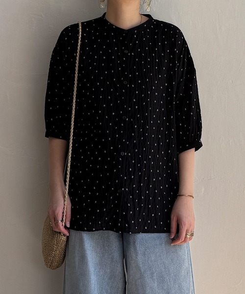 LBC（エルビーシー）の「シャーリングバンドカラーブラウス（シャツ/ブラウス・レディース・ホワイト/ミント/その他23/ブラック・M）」の22枚目の写真