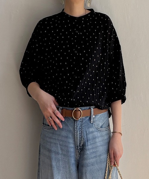 LBC（エルビーシー）の「シャーリングバンドカラーブラウス（シャツ/ブラウス・レディース・ホワイト/ミント/その他23/ブラック・M）」の21枚目の写真