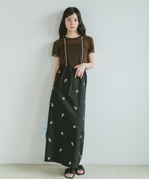 VANNIE U(ヴァニーユー)の「シアーステッチライントップス(Tシャツ/カットソー・レディース・アイボリー/ブラウン・FREE)」の19枚目の写真