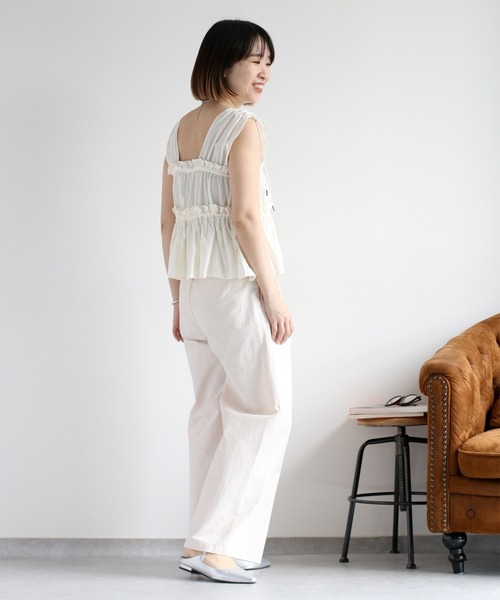 cepo（セポ）の「フリルシャーリングベスト（ベスト・レディース・ブラック/オフホワイト/ベージュ/ブラウン・M）」の8枚目の写真