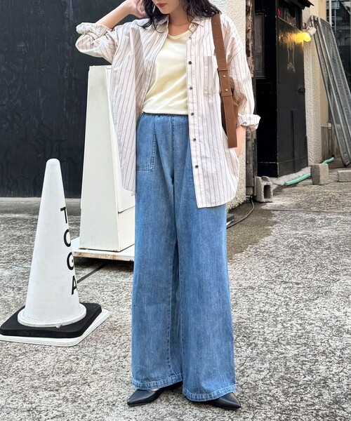 fredy emue（フレディエミュ）の「刺繍入りオーバーシャツ（シャツ/ブラウス・レディース・ベビーピンク/ベージュ系その他/ブルー系その他/サックスブルー・38）」の7枚目の写真