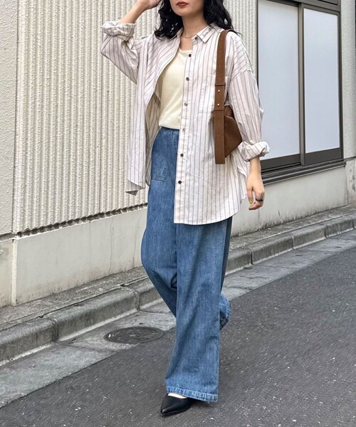 fredy emue（フレディエミュ）の「刺繍入りオーバーシャツ（シャツ/ブラウス・レディース・ベビーピンク/ベージュ系その他/ブルー系その他/サックスブルー・38）」の8枚目の写真