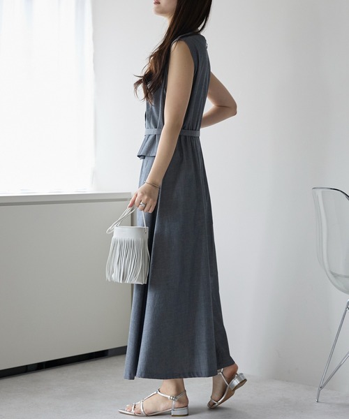 PREFERIR（プレフェリール）の「セットアップ見え ワンピース(M,L)（ワンピース・レディース・チャコールグレー/ネイビー・MEDIUM/LARGE）」の3枚目の写真