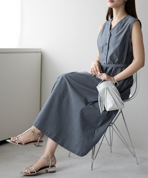 PREFERIR（プレフェリール）の「セットアップ見え ワンピース(M,L)（ワンピース・レディース・チャコールグレー/ネイビー・MEDIUM/LARGE）」の6枚目の写真