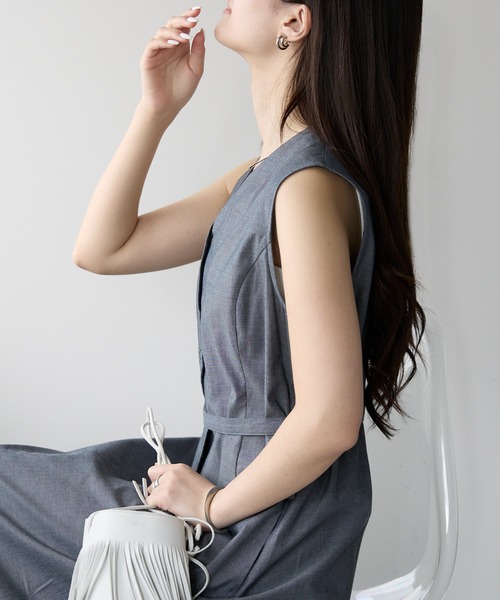 PREFERIR（プレフェリール）の「セットアップ見え ワンピース(M,L)（ワンピース・レディース・チャコールグレー/ネイビー・MEDIUM/LARGE）」の7枚目の写真