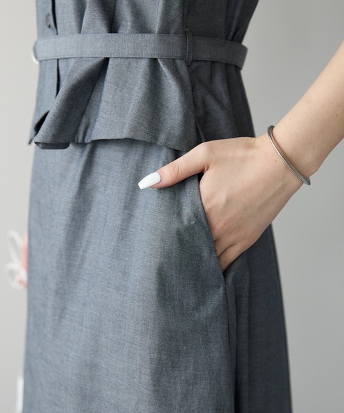 PREFERIR（プレフェリール）の「セットアップ見え ワンピース(M,L)（ワンピース・レディース・チャコールグレー/ネイビー・MEDIUM/LARGE）」の12枚目の写真
