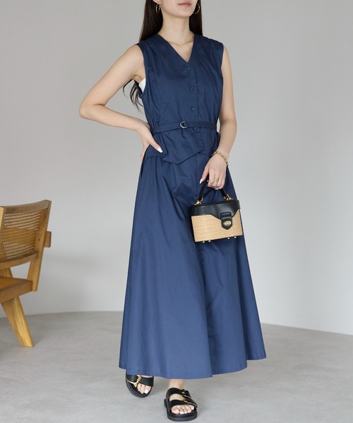 PREFERIR（プレフェリール）の「セットアップ見え ワンピース(M,L)（ワンピース・レディース・チャコールグレー/ネイビー・MEDIUM/LARGE）」の13枚目の写真