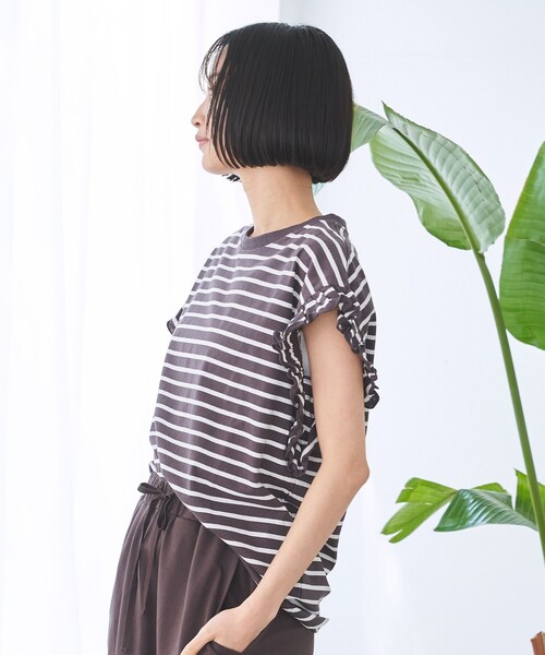 coen(コーエン)の「ボーダーフリルカットソー(Tシャツ/カットソー・レディース・ナチュラル/コバルトブルー/オフホワイト/ダークグレー・M/L)」の20枚目の写真