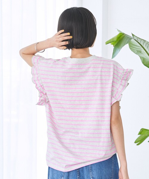 coen(コーエン)の「ボーダーフリルカットソー(Tシャツ/カットソー・レディース・ナチュラル/コバルトブルー/オフホワイト/ダークグレー・M/L)」の13枚目の写真