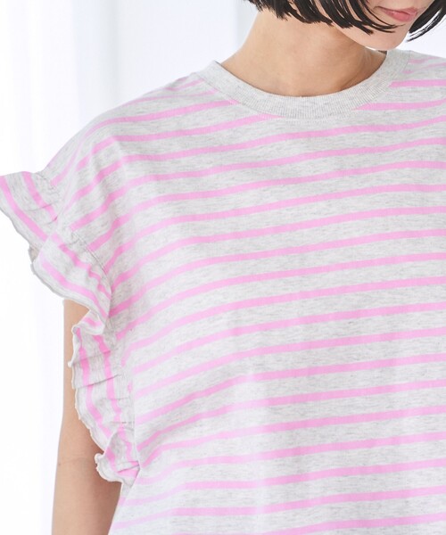 coen(コーエン)の「ボーダーフリルカットソー(Tシャツ/カットソー・レディース・ナチュラル/コバルトブルー/オフホワイト/ダークグレー・M/L)」の5枚目の写真