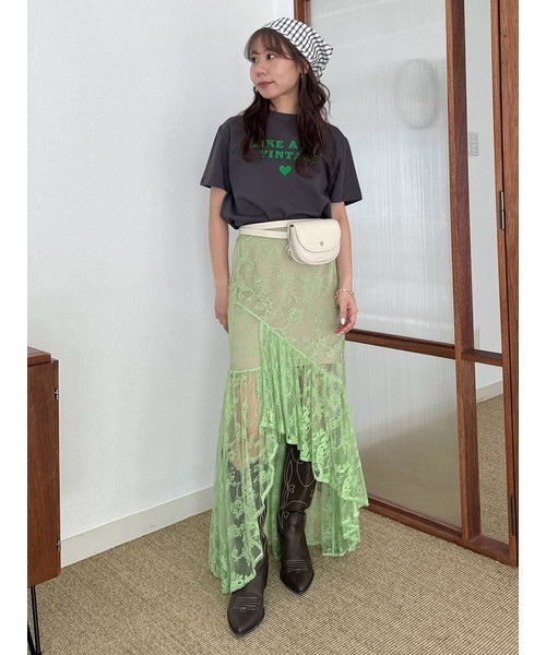 LILY BROWN（リリーブラウン）の「レイヤードレーススカート（スカート・レディース・グリーン/アイボリー/ブラック・FREE）」の13枚目の写真