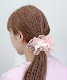 推し活さぽちゃん（オシカツサポチャン）の「リボン柄フリルシュシュ ヘアゴム（シュシュ）」
