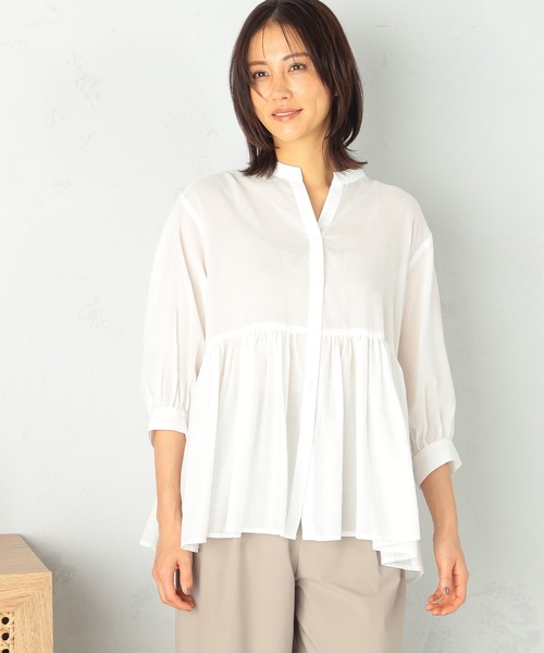 GALLORIA（ギャローリア）の「ウエストギャザーペプラムブラウス（シャツ/ブラウス・レディース・チェリーピンク/ホワイト/ライトブルー・LL/S/M/L）」の13枚目の写真