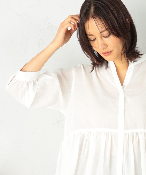 GALLORIA（ギャローリア）の「ウエストギャザーペプラムブラウス（シャツ/ブラウス・レディース・チェリーピンク/ホワイト/ライトブルー・LL/S/M/L）」の14枚目の写真