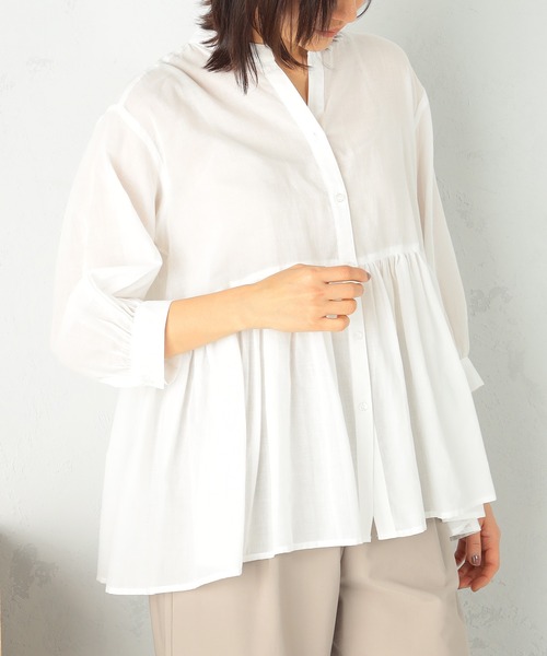 GALLORIA（ギャローリア）の「ウエストギャザーペプラムブラウス（シャツ/ブラウス・レディース・チェリーピンク/ホワイト/ライトブルー・LL/S/M/L）」の15枚目の写真